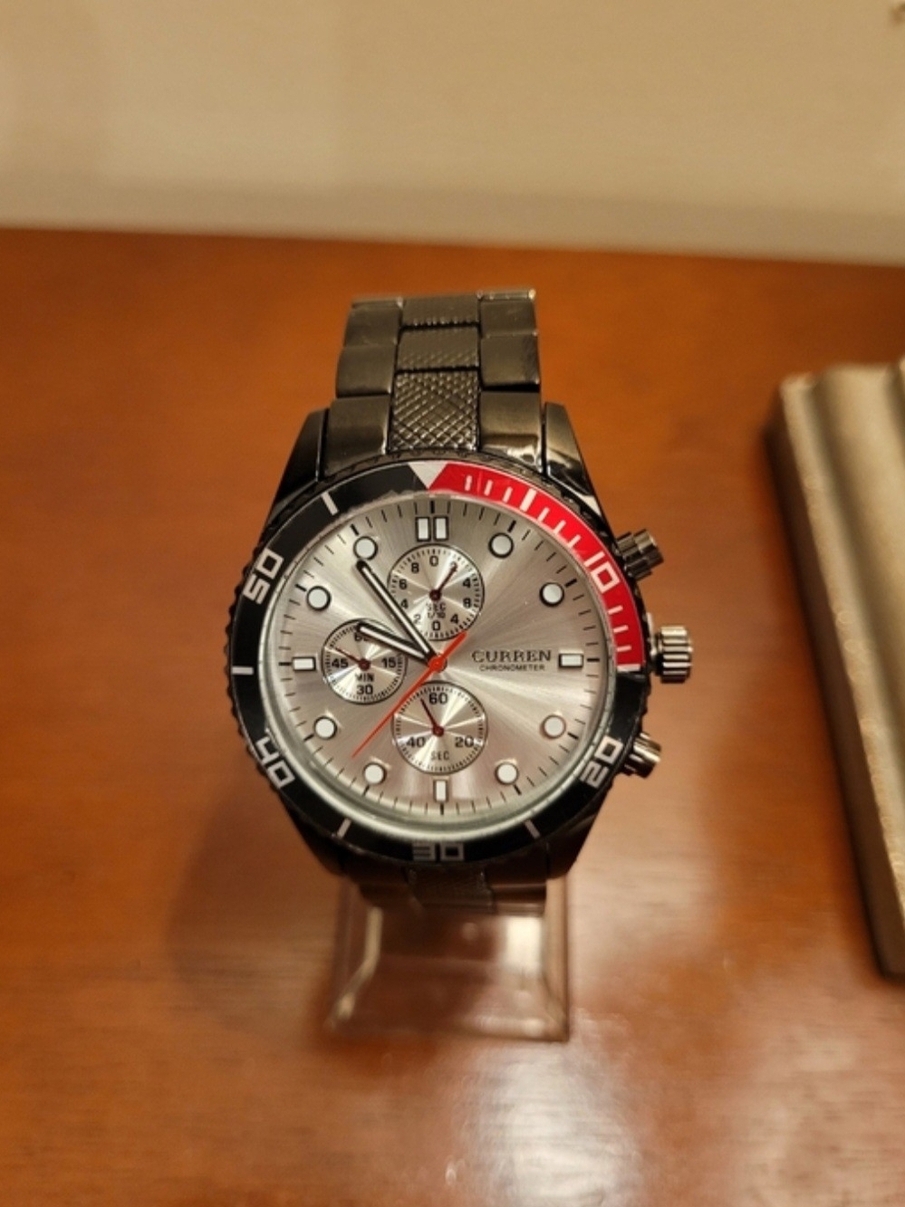 Brand New Curren Black and Silver Chronograph Men's Watch